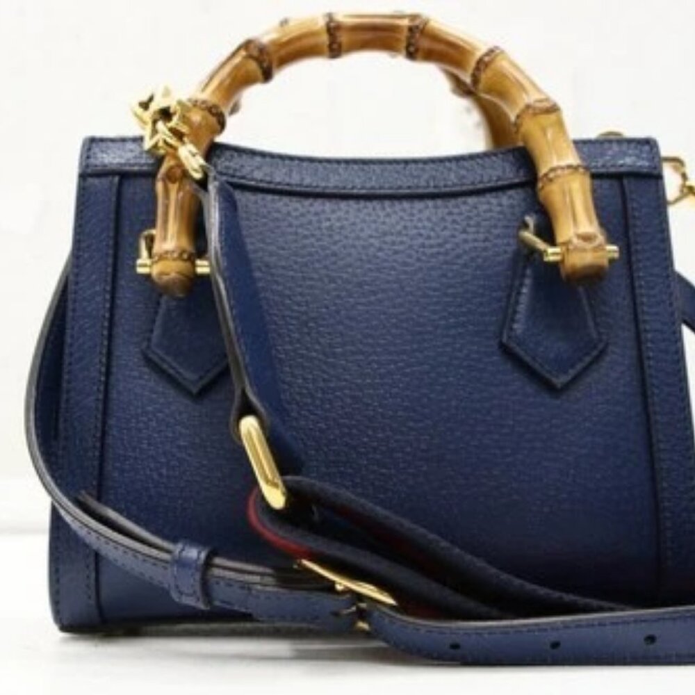 GUCCI Diana NM Bamboo Handle Tote Leather Mini - Blue - Picture 7 of 13